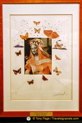Surrealistic portrait of Dalí surrounded by butterflies